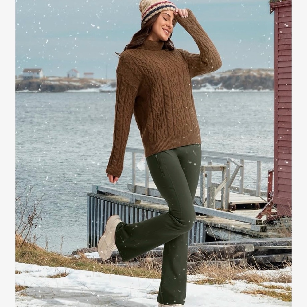 🧘🏻‍♀️SANTINY Fleece Lined Flare Leggings – Women’s XL - Picture 6 of 8